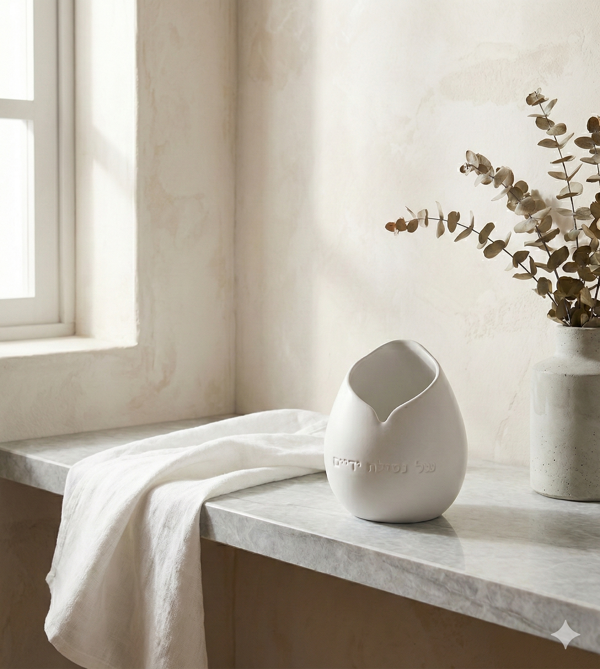 נטלה בעבודת יד דגם Atara Stone - צבע לבן