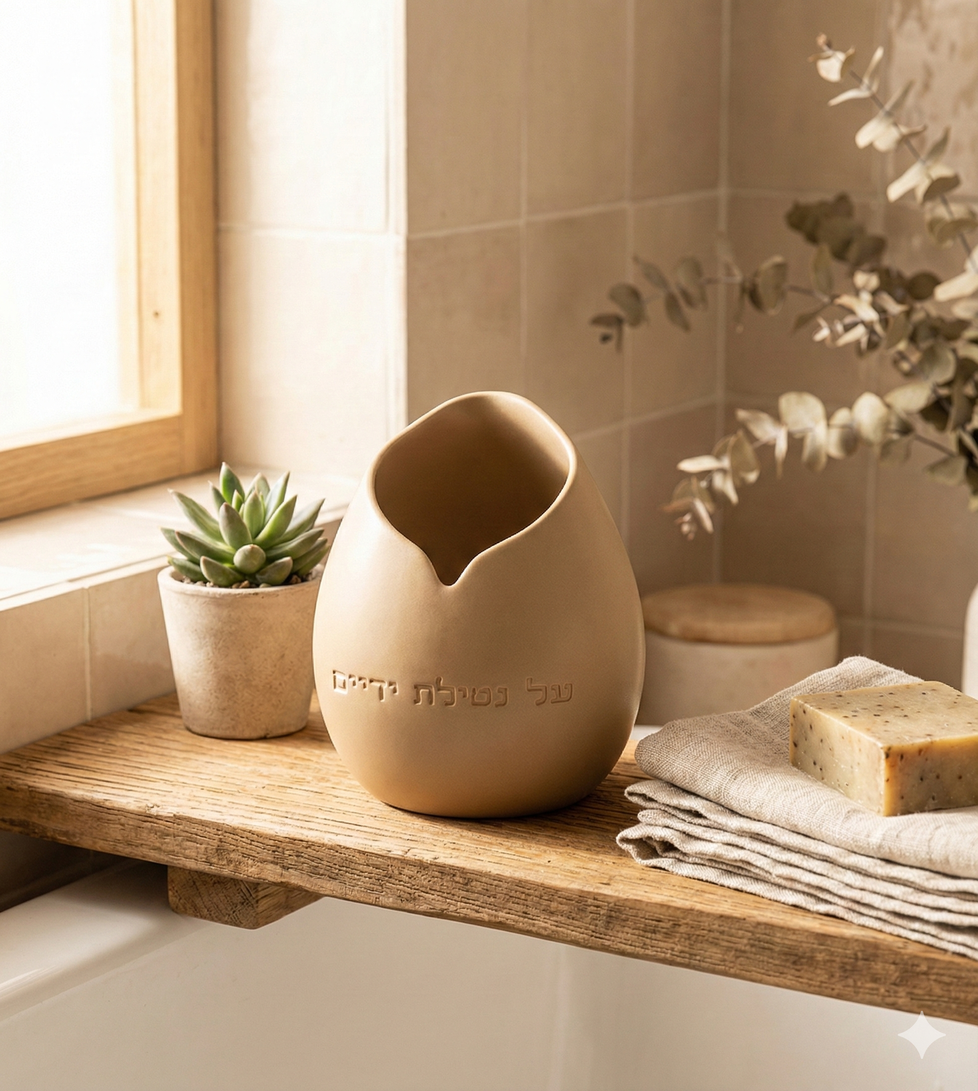 נטלה בעבודת יד דגם Atarà Stone - צבע חימר